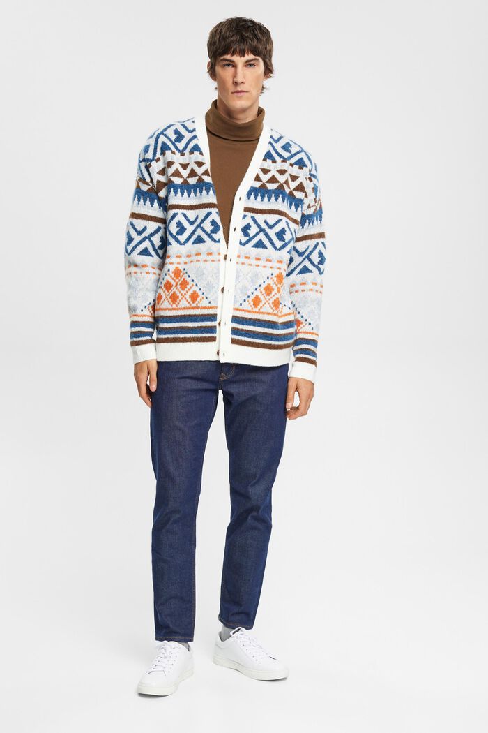 Cardigan mit V-Ausschnitt und Jacquard-Muster