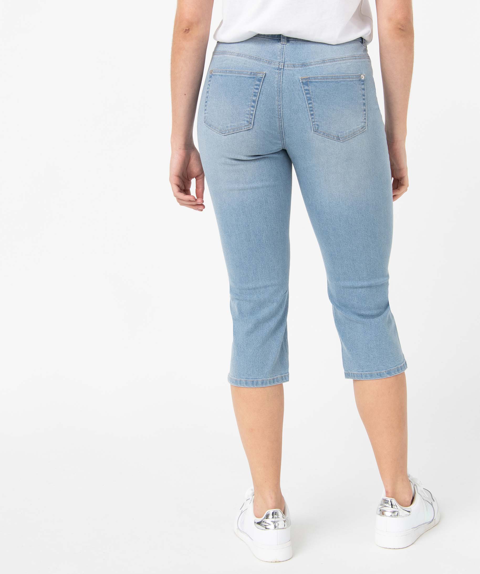 Pantacourt femme en jean coupe Slim bleach | GEMO