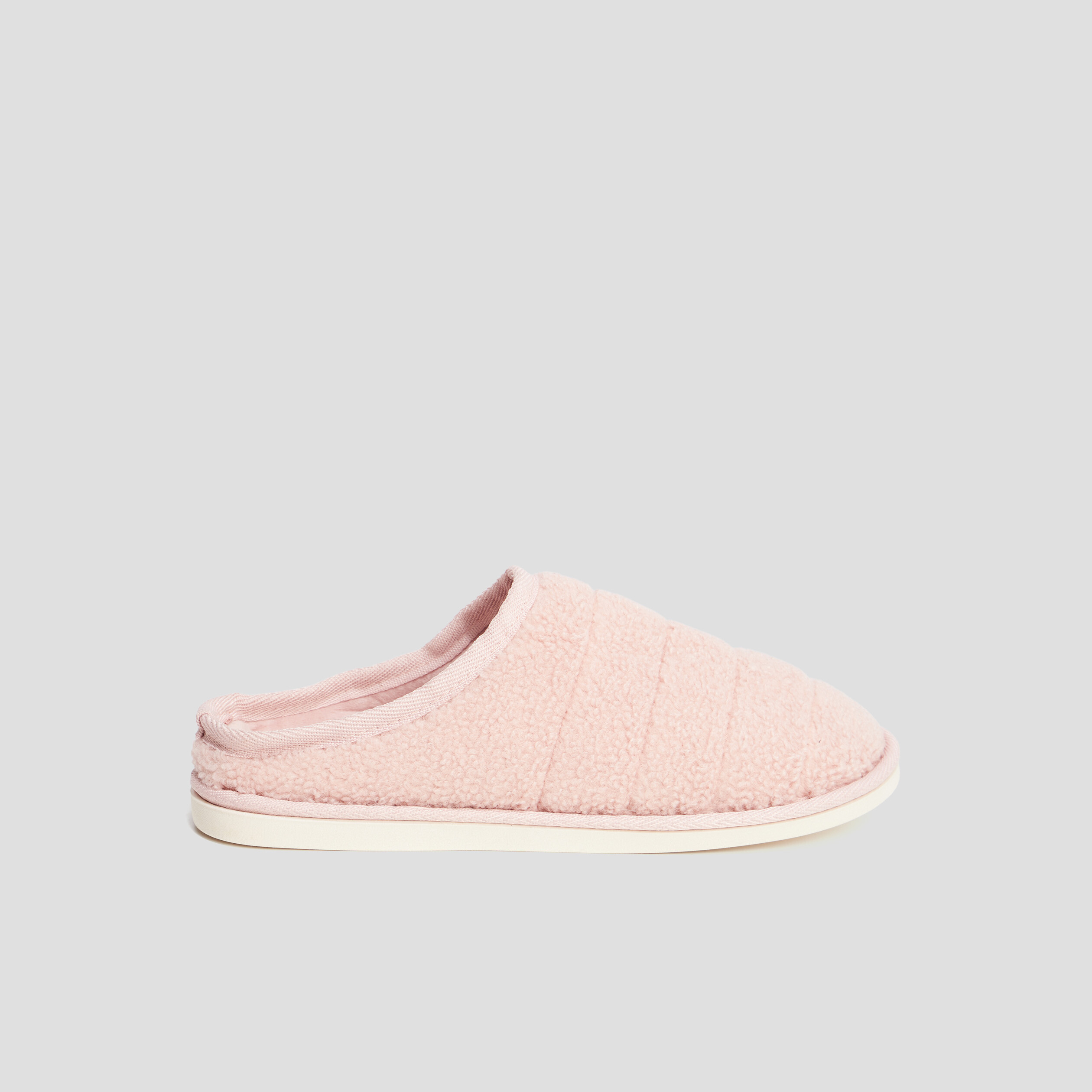 Chaussons mules imitation laine mouton rose femme | La Halle