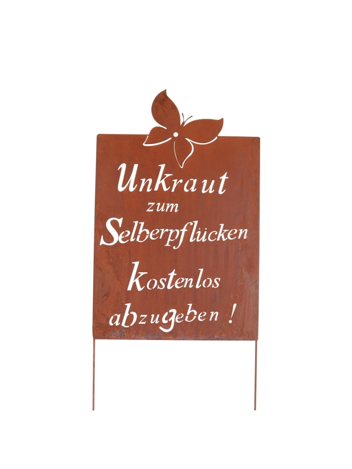 UNUS Gartenschild Rost Unkraut Spruch in Braun günstig kaufen