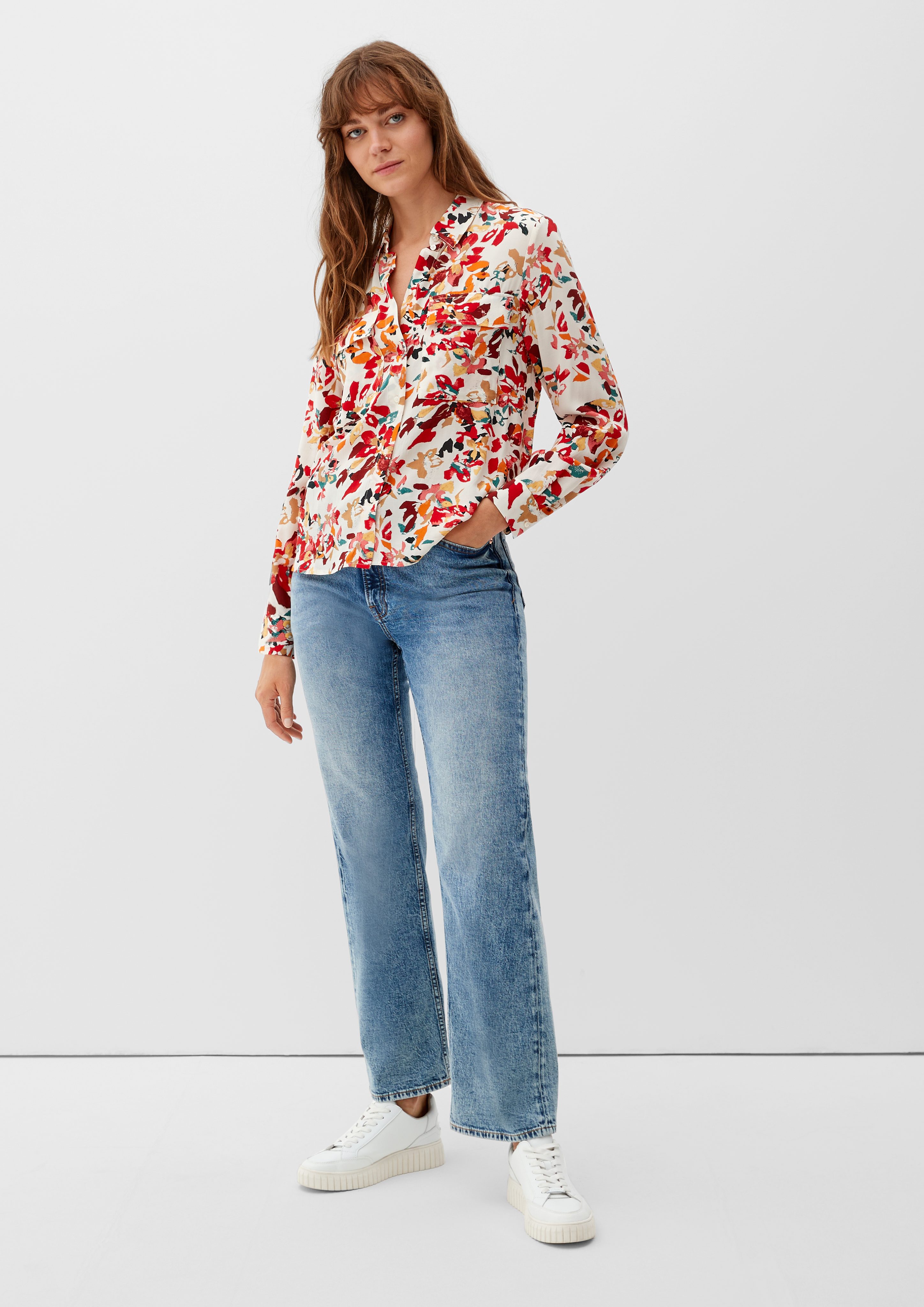 s.Oliver Langarmbluse Hemdbluse mit Alloverprint