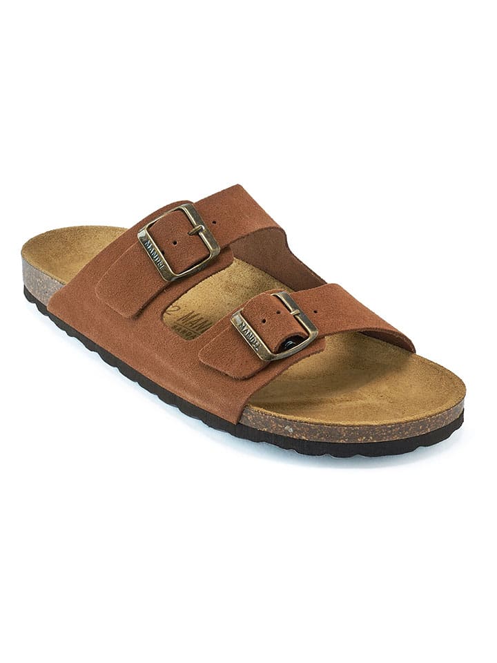 Mandel Leder-Pantoletten in Braun günstig kaufen