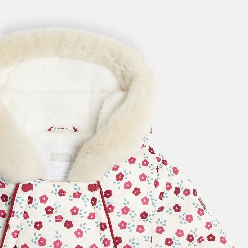Combipilote fleurie capuche violette naissance