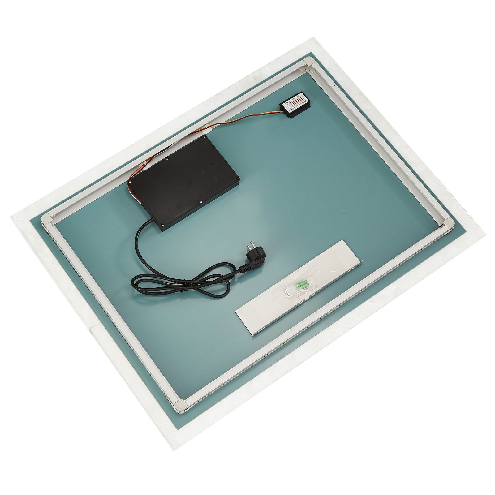 Aquamarin Badezimmerspiegelschrank Badspiegel mit LED - Touchschalter, Digitaluhr - Badezimmerspiegel