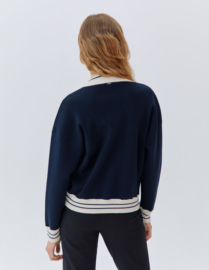 Cardigan marine tricot esprit bomber Femme