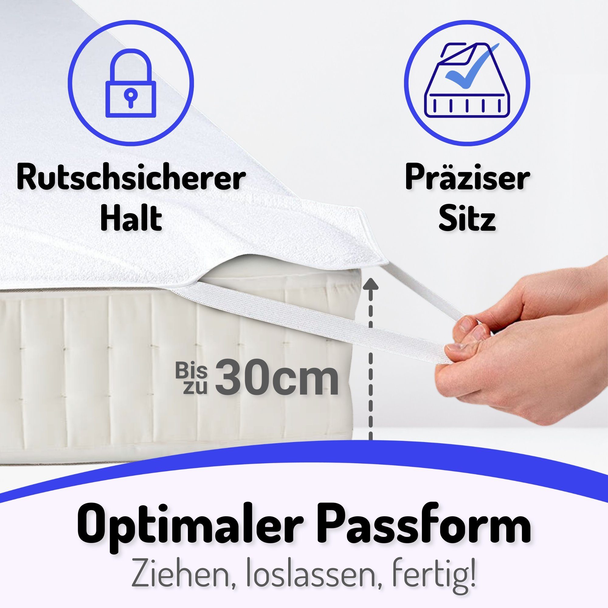 Matratzenschoner Wasserdicht 100% Baumwolle Inkontinenz Matratzenauflage Elastoria Parpalinam, 100% wasserfest, Atmungsaktiv, Hygienisch, Kein Knistern, Geräuschsarm