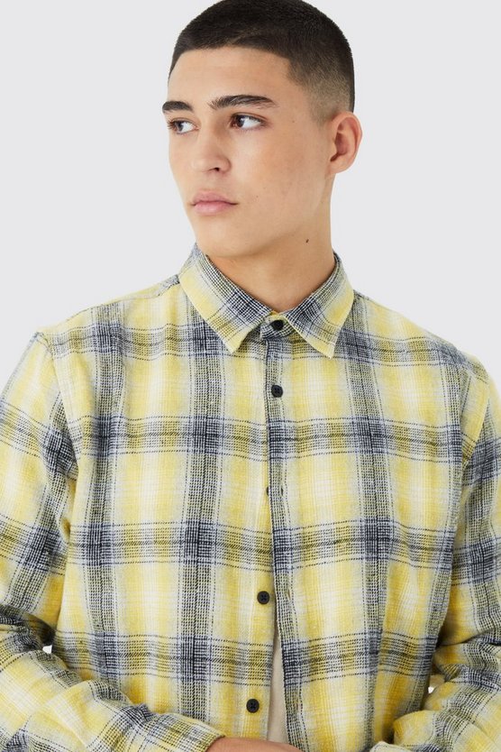 Langärmliges kariertes Flannel Overshirt