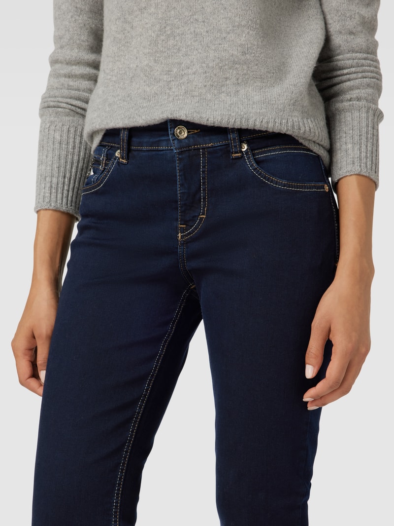 Slim Fit Jeans mit Reißverschlusstasche in marineblau