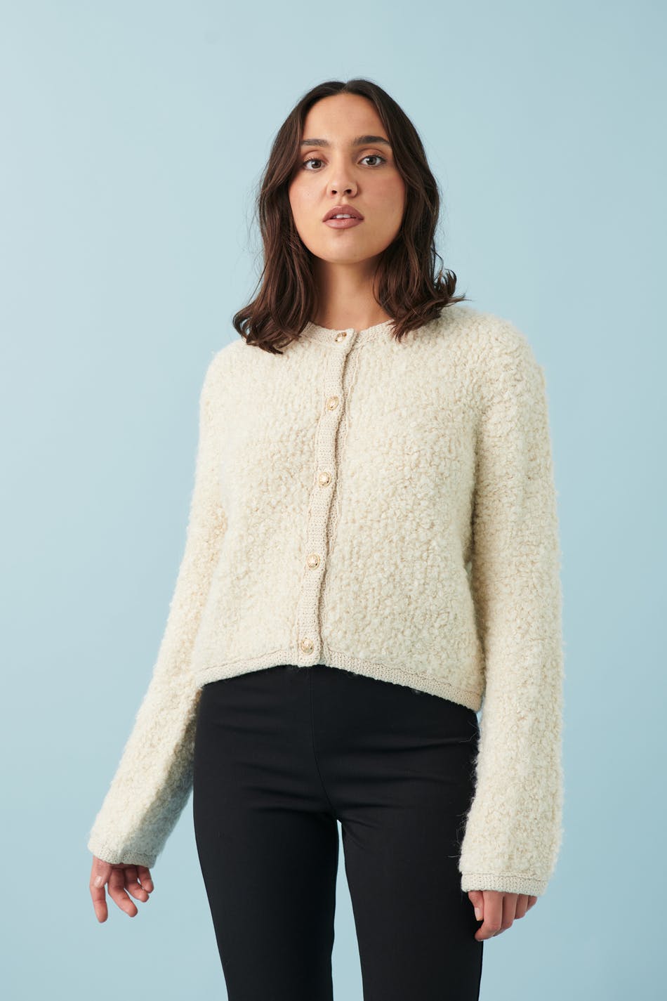 Knitted bouclé cardigan