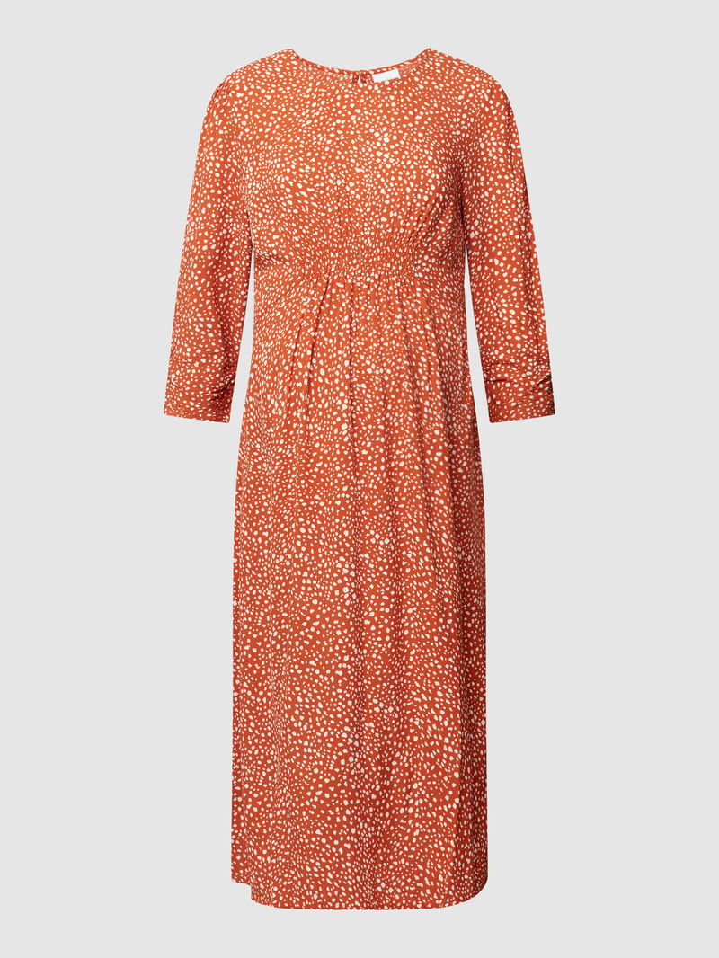 Umstands-Kleid aus reiner Viskose mit Allover-Muster in rostrot