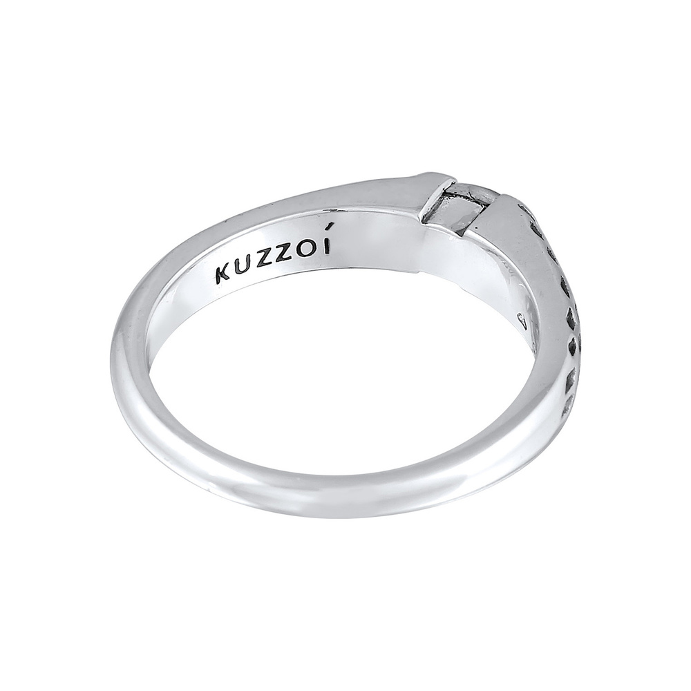 KUZZOI KUZZOI Bague Homme Bande Vintage Usagé avec pierre labradorite en argent sterling Bague