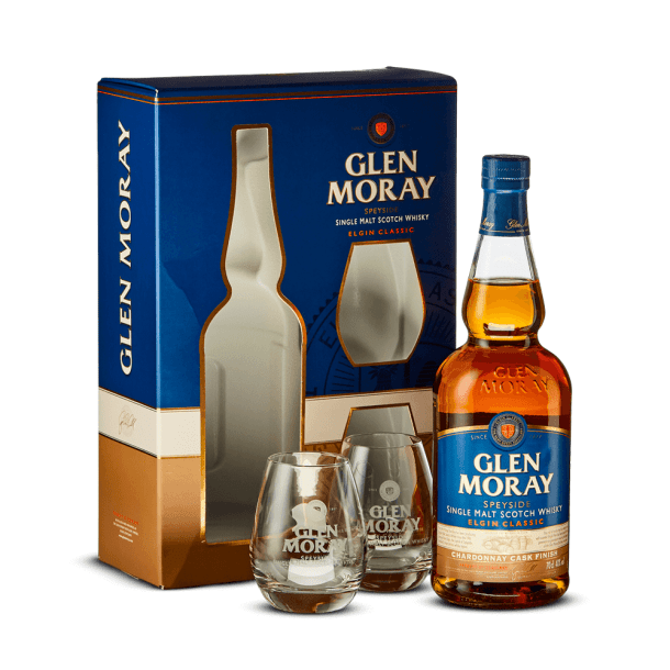 Coffret Glen Moray Chardonnay Cask Finish + 2 Verres 40%