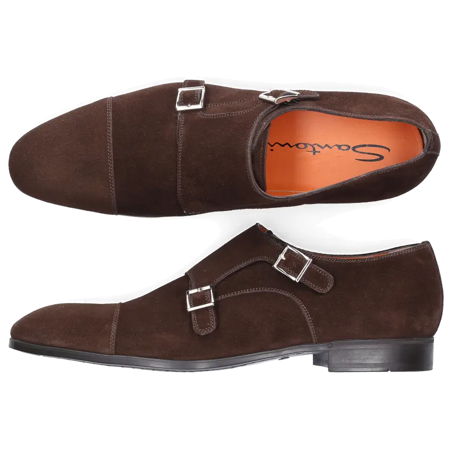 Santoni - Monk Schuhe 14549 Veloursleder - braun