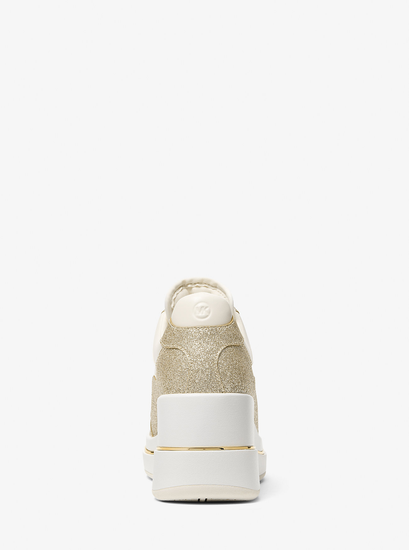 Emmy Signature Logo and Leather Wedge Trainer - PALE GOLD
