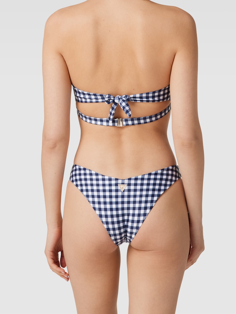 Bikini-Slip mit Karomuster in marineblau