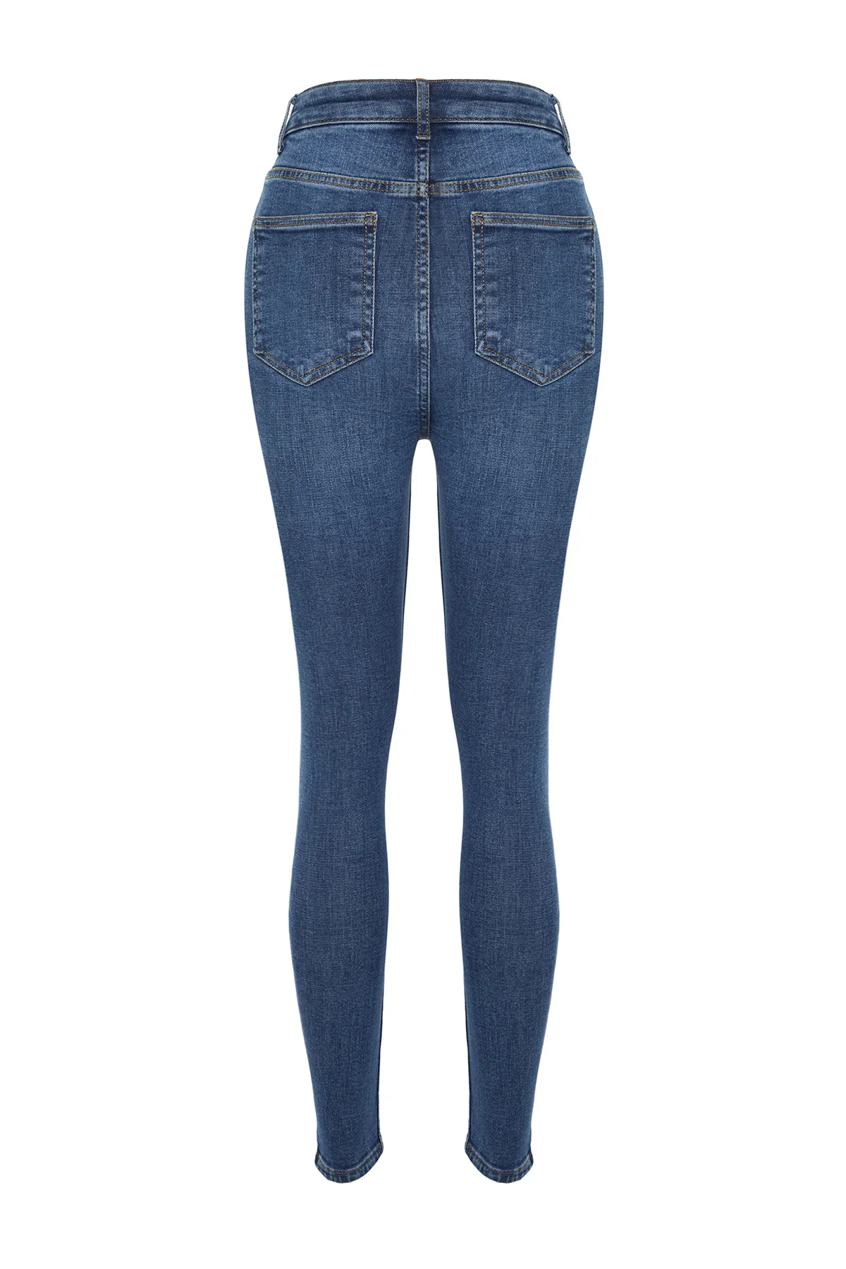 Trendyol Collection  Dunkelblaue Vintage-Röhrenjeans mit hoher Taille TWOSS24JE00079