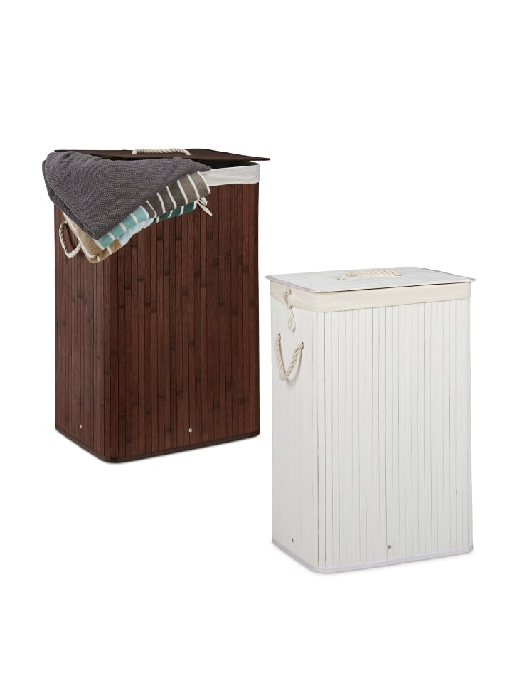 relaxdays 2x Wäschekorb in Braun/ Weiß - Je 83 l günstig kaufen onesize