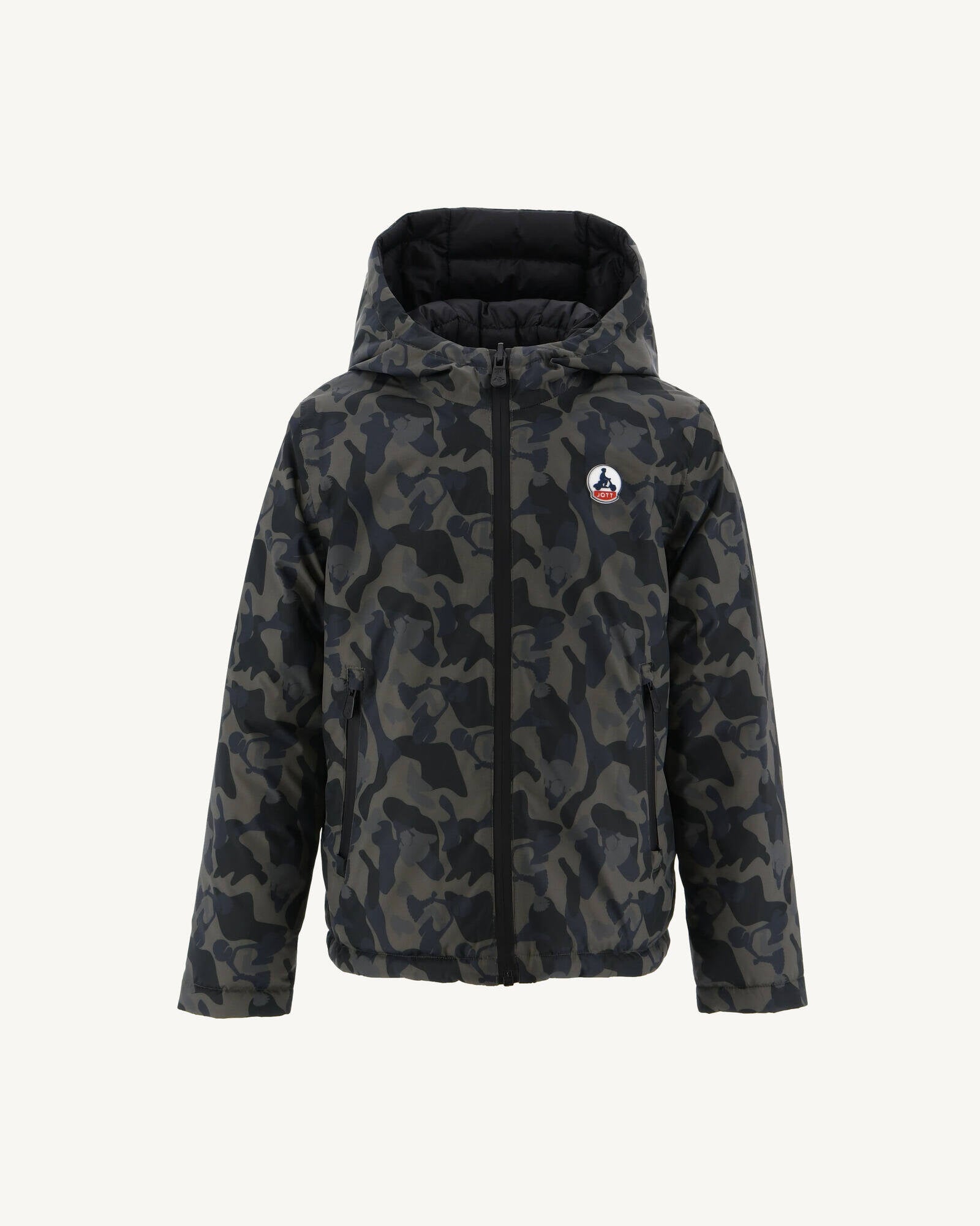 Doudoune réversible à capuche enfant Print militaire/Noir Zurich