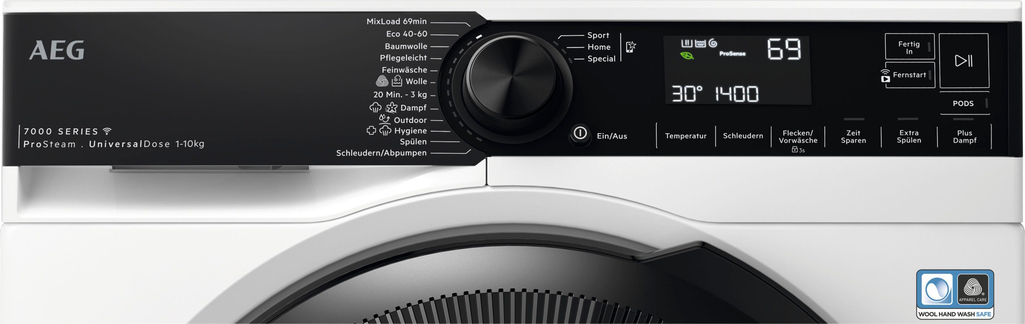 AEG Waschmaschine Serie 7000 LR7EA610FL 914501652, 10 kg, 1600 U/min, ProSteam - Dampf-Programm für 96 % weniger Wasserverbrauch & Wifi