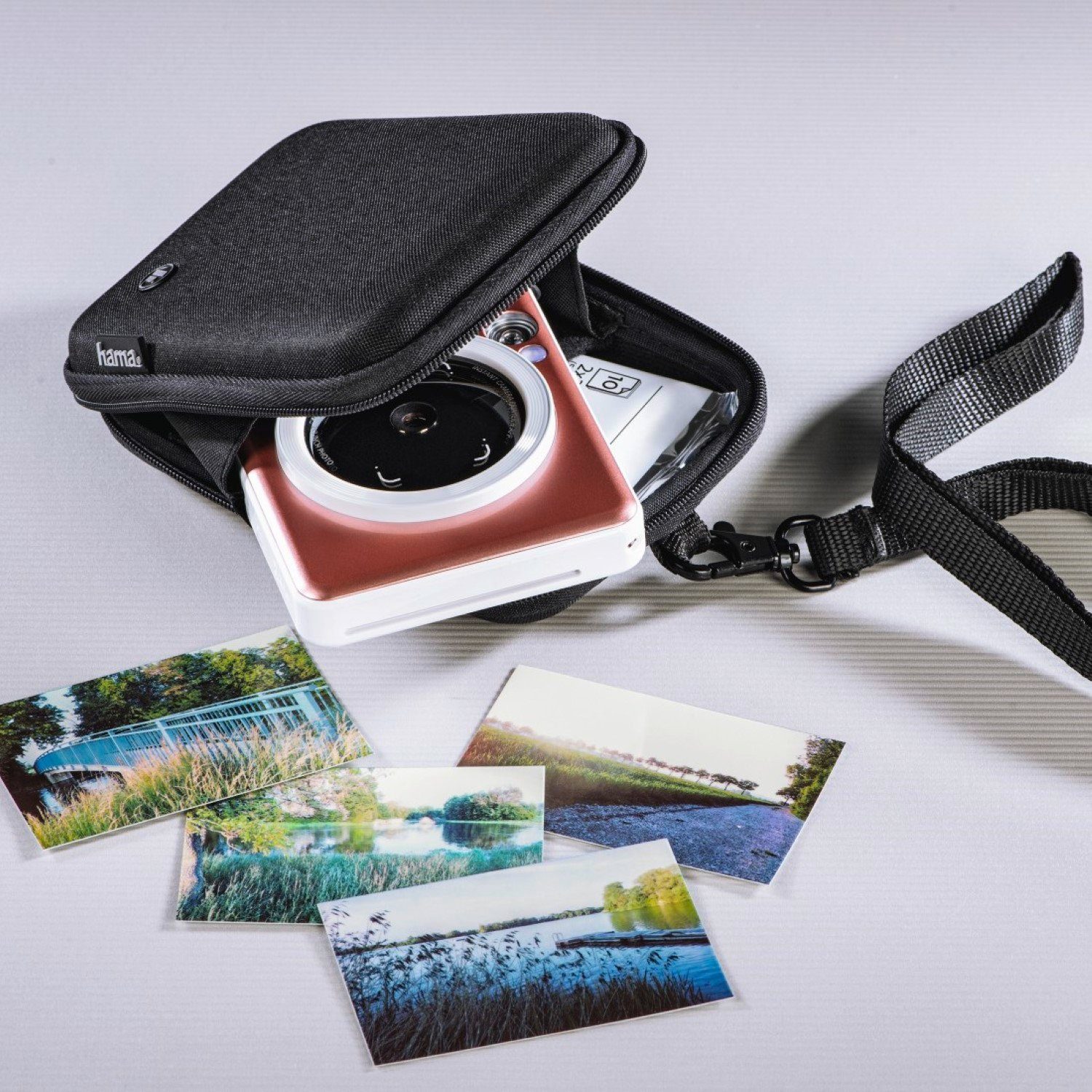 Hama Kameratasche Kamera-Tasche Hard-Case Schutz-Hülle, Gürtelschlaufe Innenfutter, kleines Fach, für Digital-Kamera Camcorder