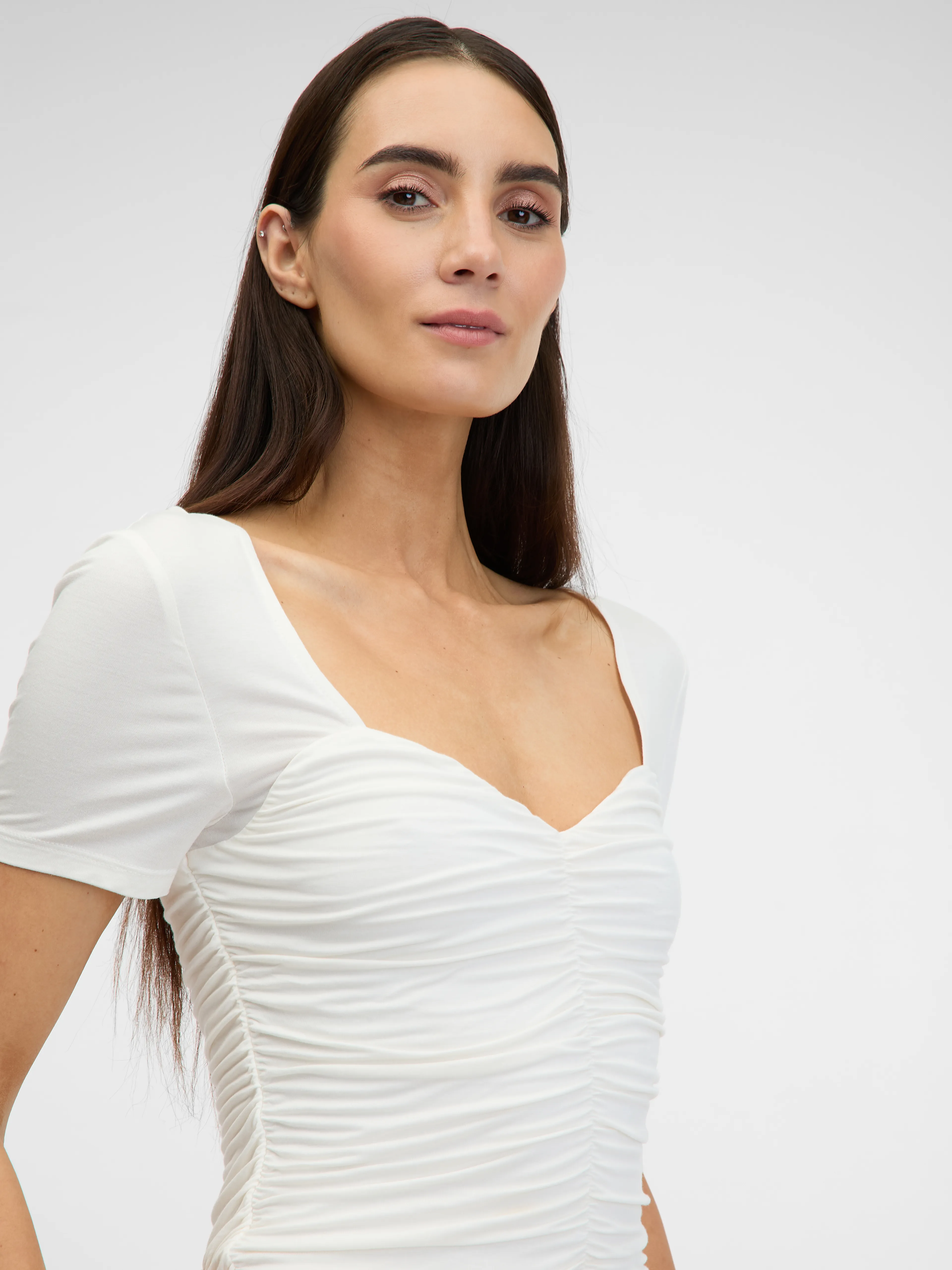 Cremefarbenes Kurzarm-T-Shirt für Frauen ORSAY