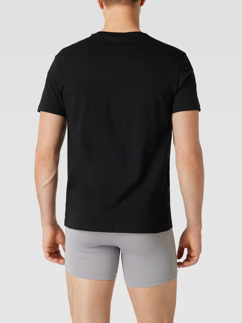 T-Shirt mit Label-Print im 3er-Pack in schwarz
