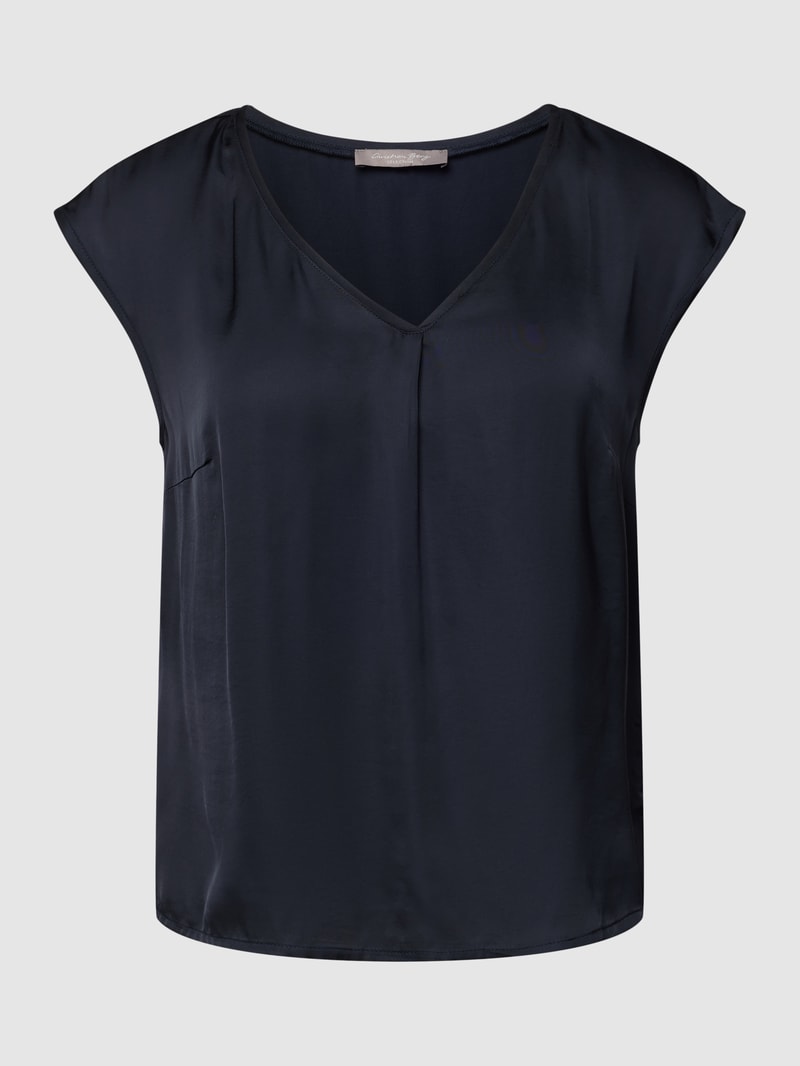Blusenshirt mit V-Ausschnitt in marineblau