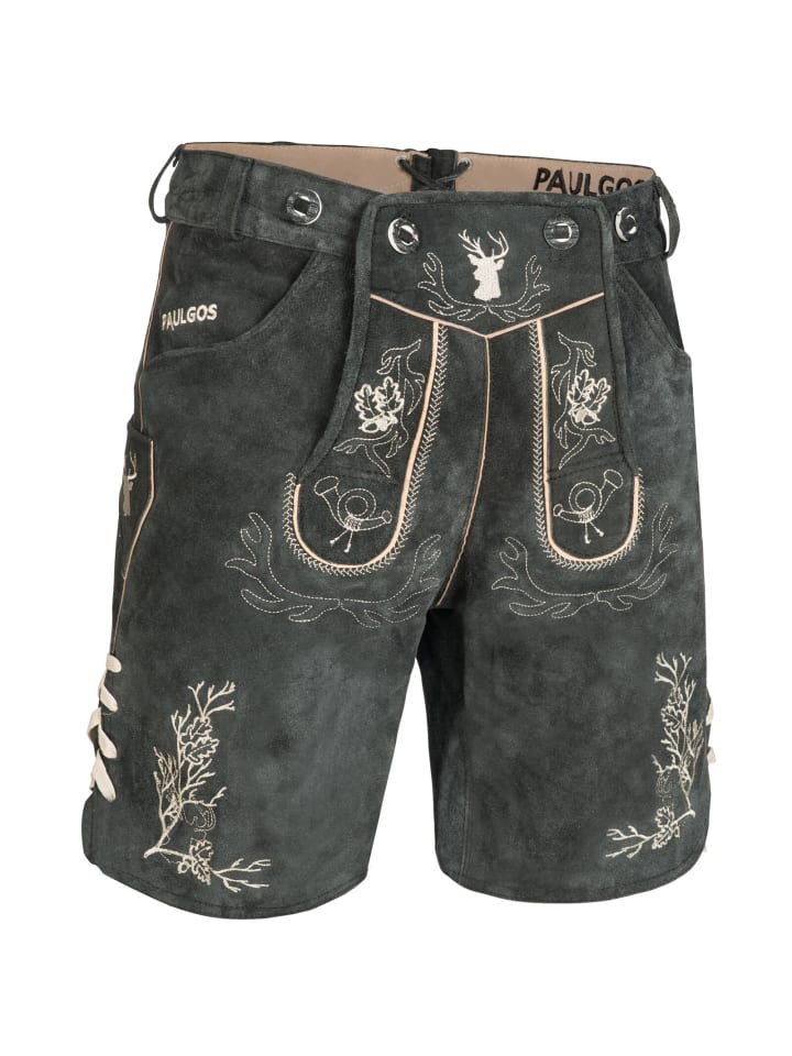PAULGOS Lederhose Kurz Echtleder HK3 in Grau günstig kaufen