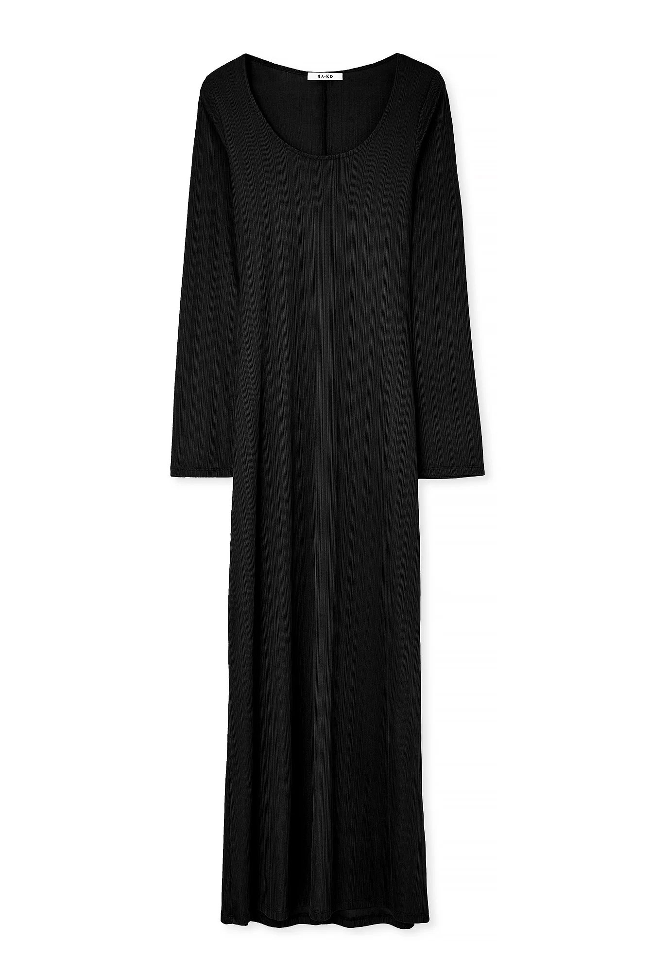 Geripptes Maxikleid mit Rüschen