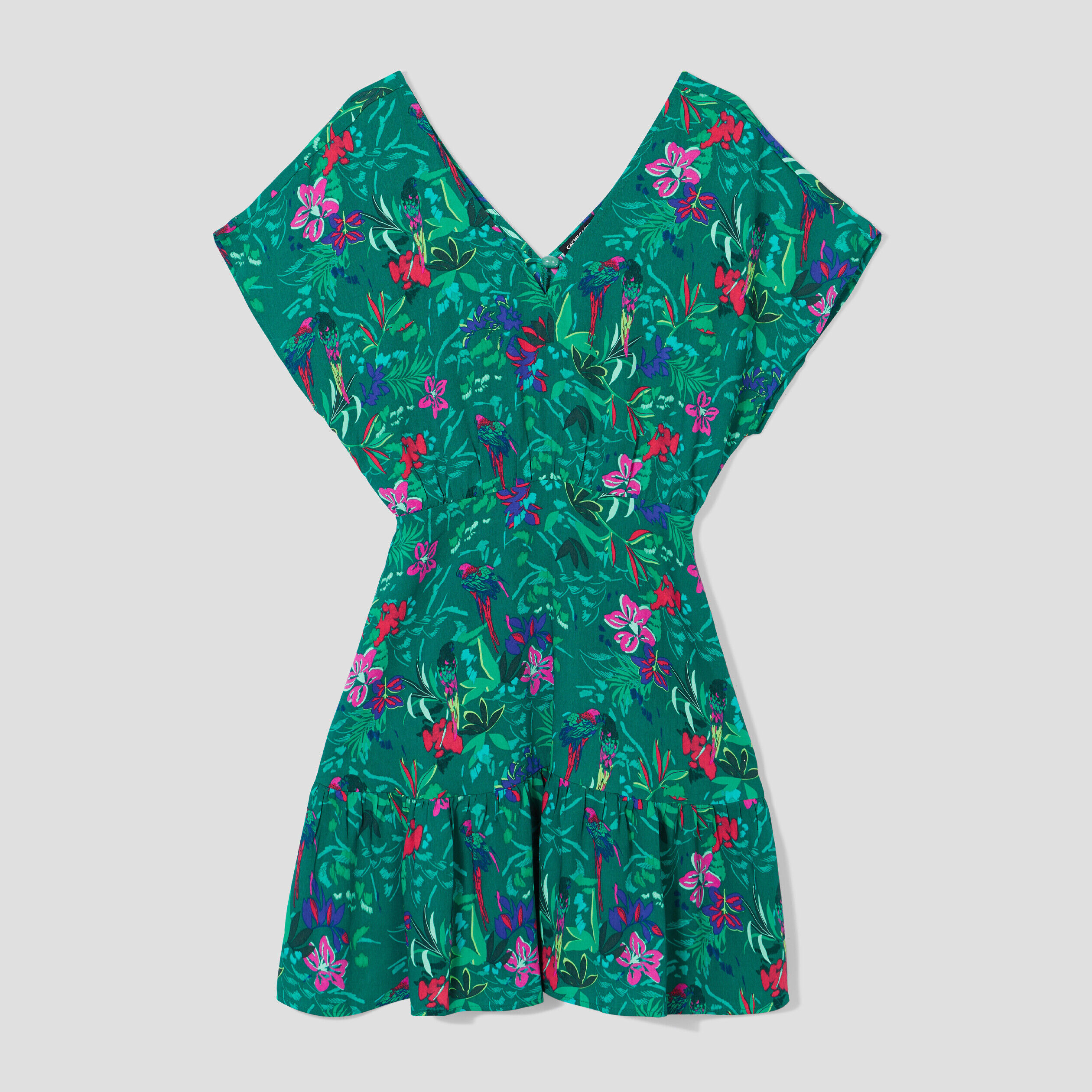 Robe cintrée manches courtes vert femme | Cache Cache