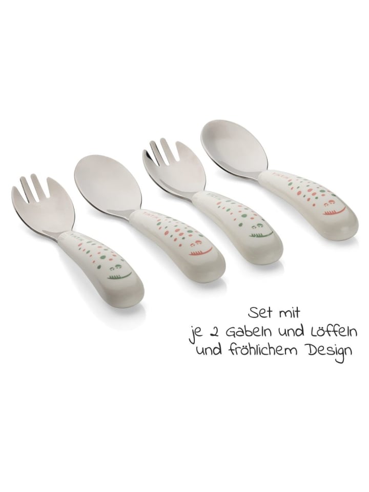 MiaMia Esslern Besteck-Set 4-teilig mit ergonomsichen Griffen in weiss,bunt günstig kaufen onesize