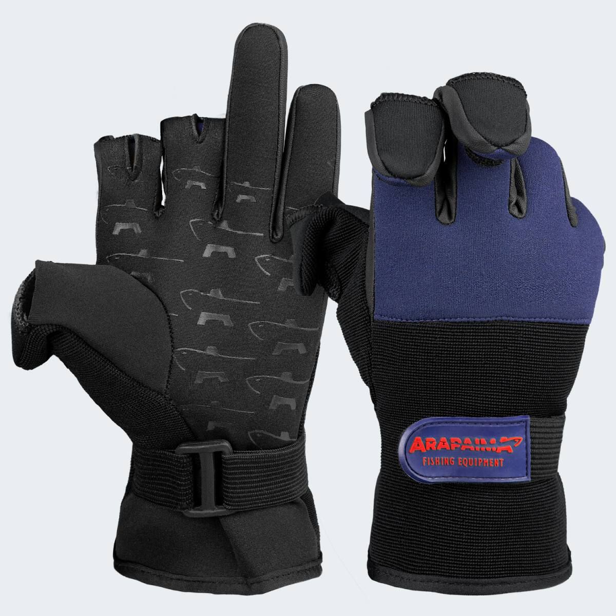 Arapaima Fishing Equipment NavyBlack Neopren Angelhandschuhe