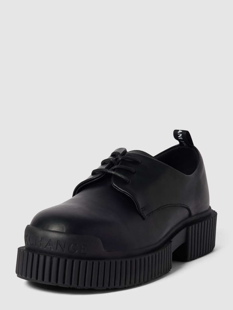 Schnürschuhe aus echtem Leder mit Label-Detail in schwarz