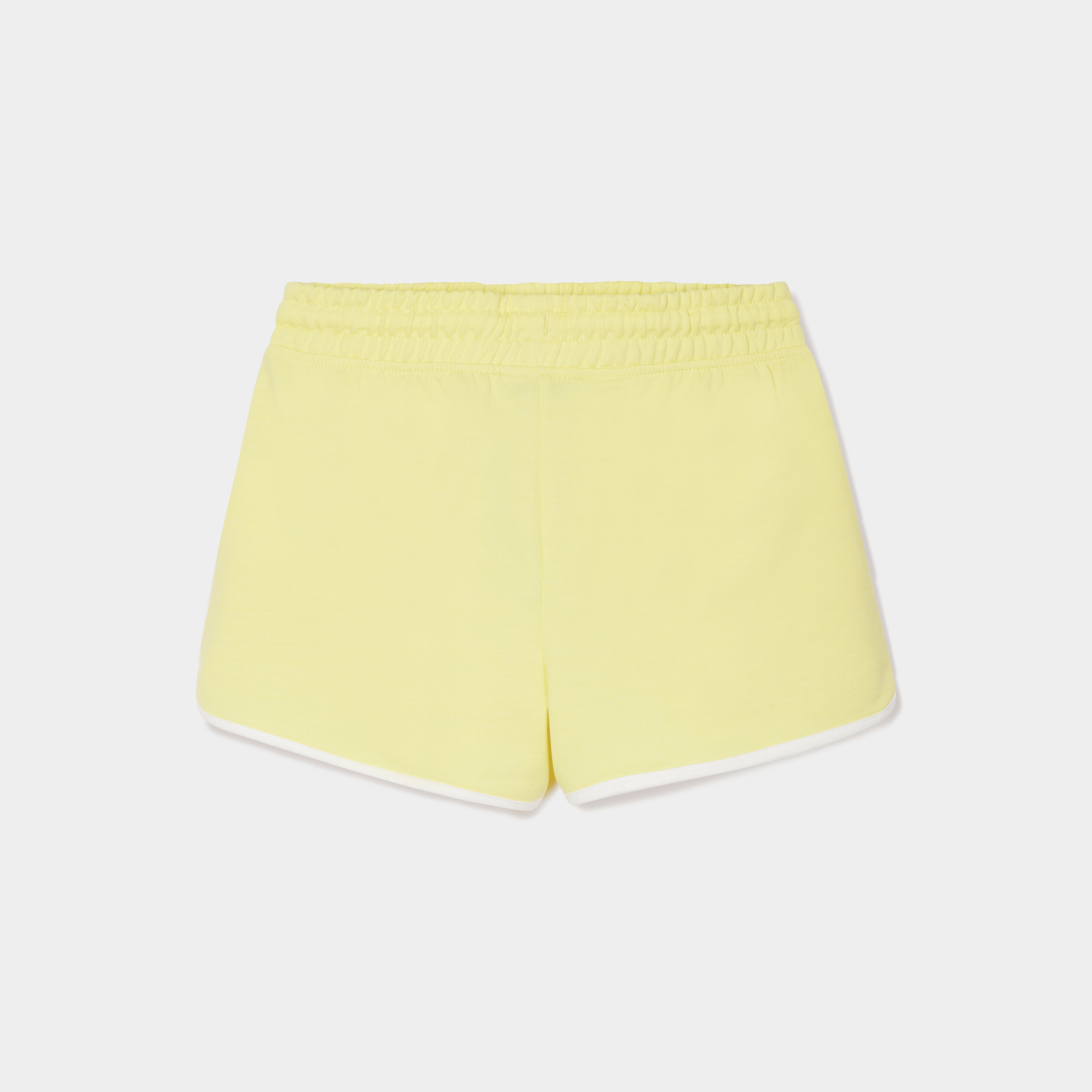 Jogging-Short droit taille élastiquée jaune citron fille | La Halle