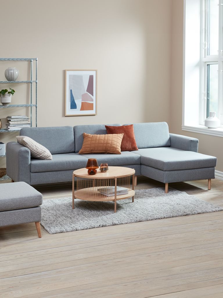 Sofa SVALBARD z leżanką SVALBARD jasnoszara