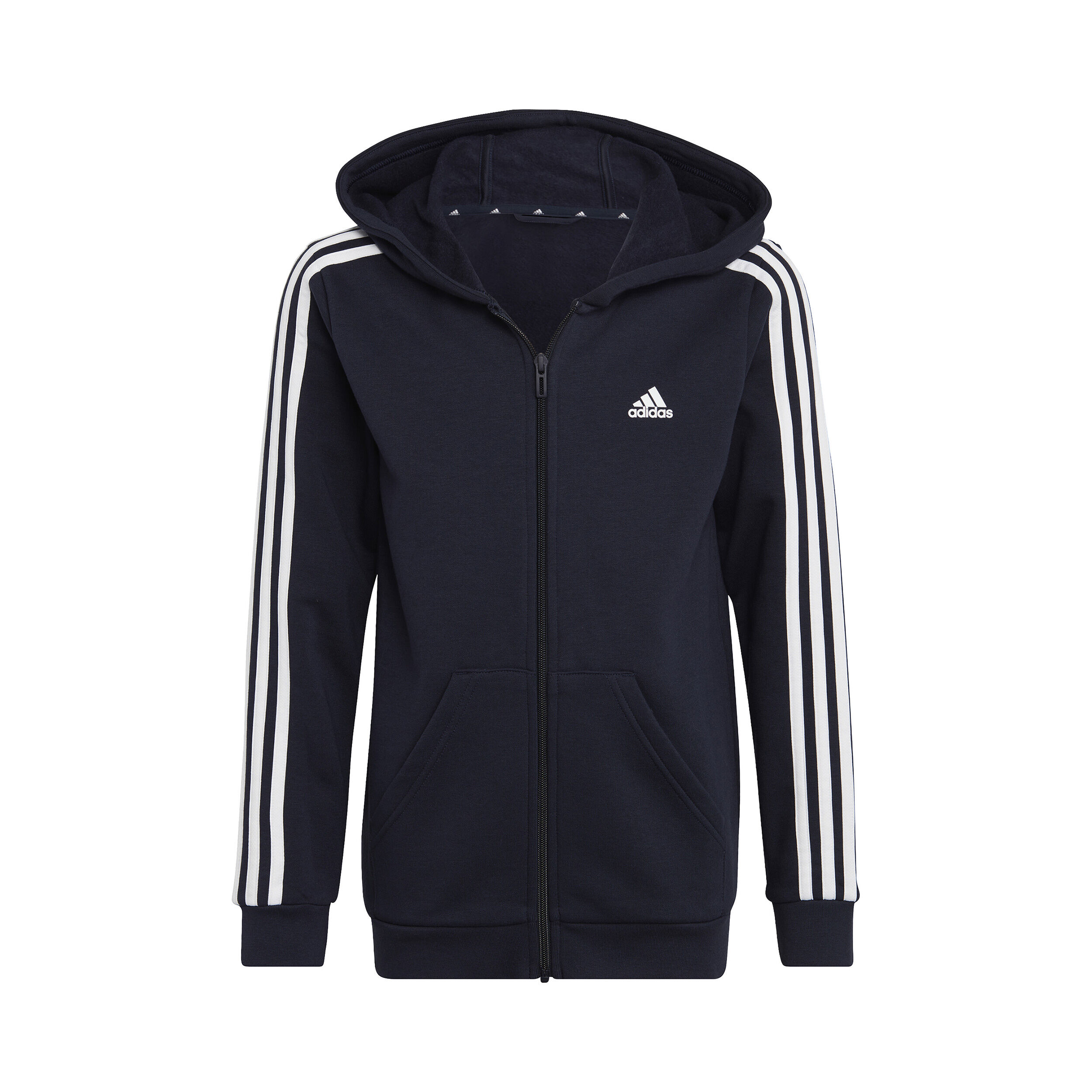 3-Stripes Fleece Full-Zip Sweatjacke Jungen - Dunkelblau, Weiß