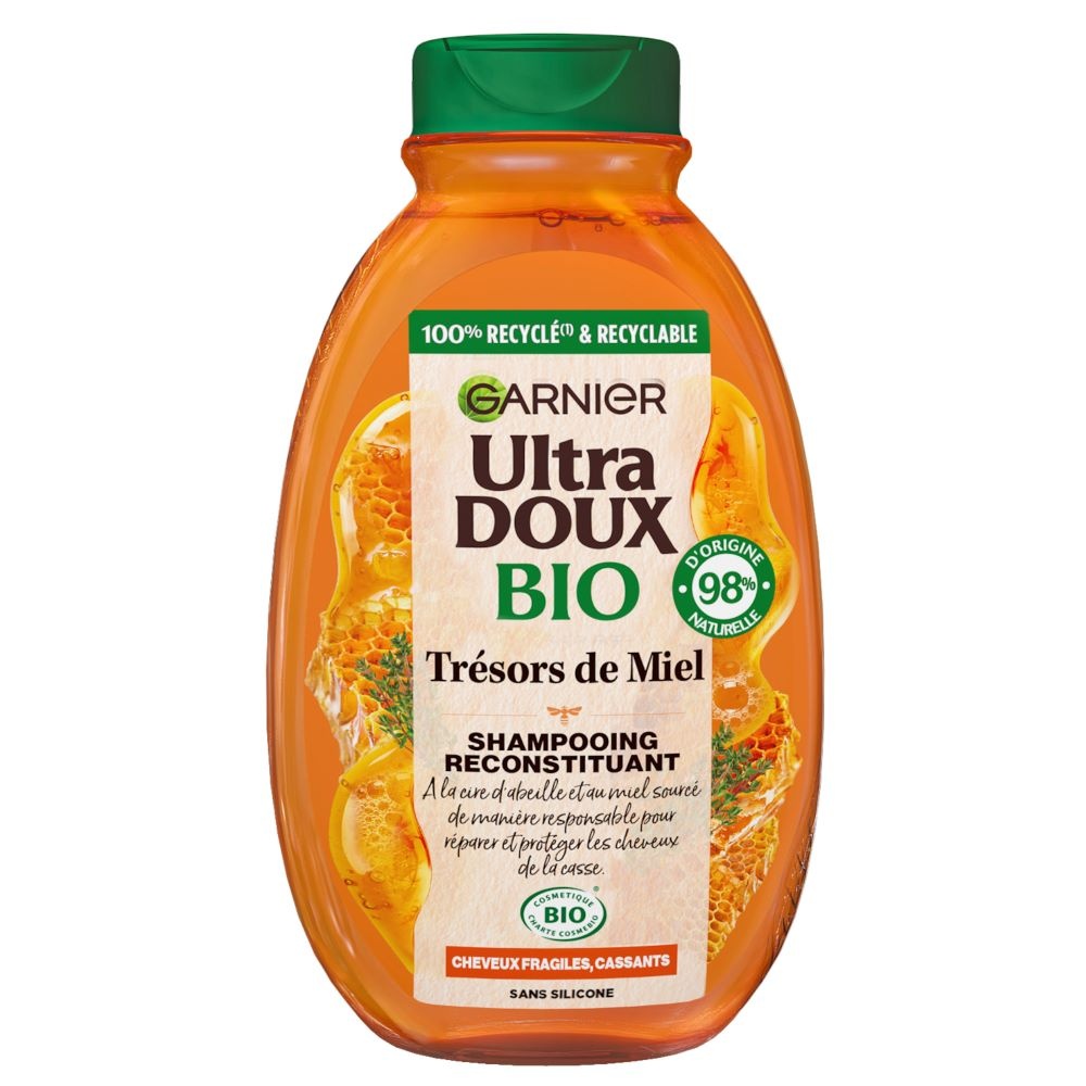 garnier Ultra DOUX BIO Shampoing Reconstituant Trésors de Mielau Miel et au Thym Bio