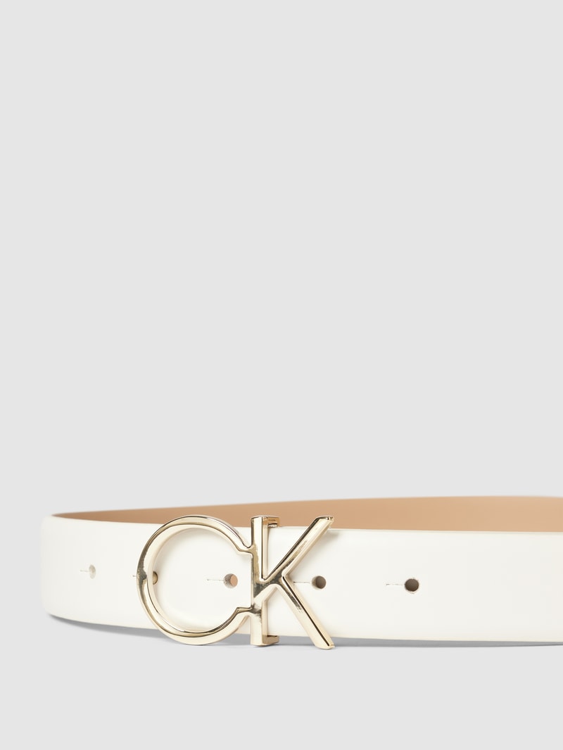 Ledergürtel mit Label-Detail in metallic in ecru
