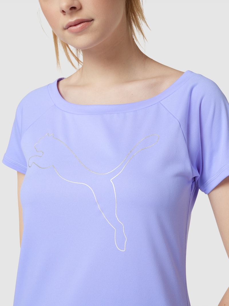 T-Shirt mit Label-Print in hellblau