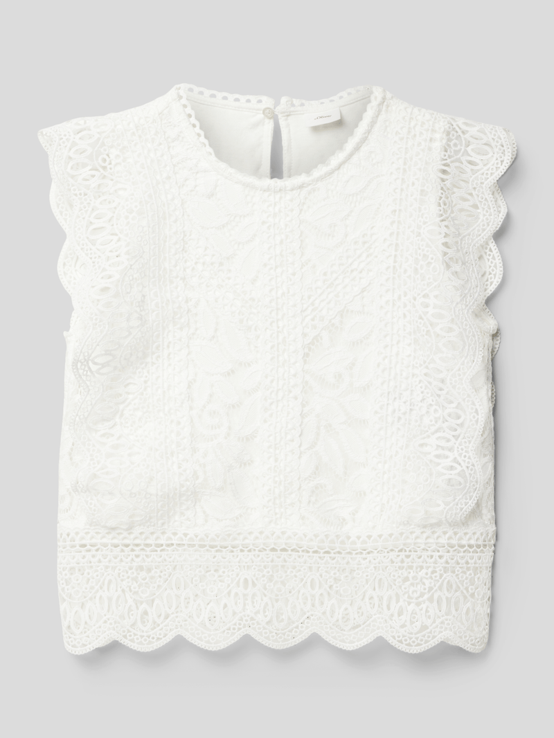 Bluse mit Rundhalsausschnitt in weiß