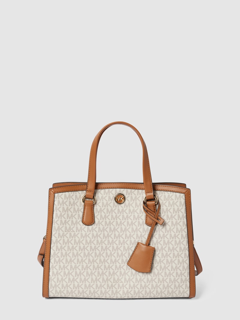 Handtasche mit Allover-Logo Modell 'CHANTAL' in ecru