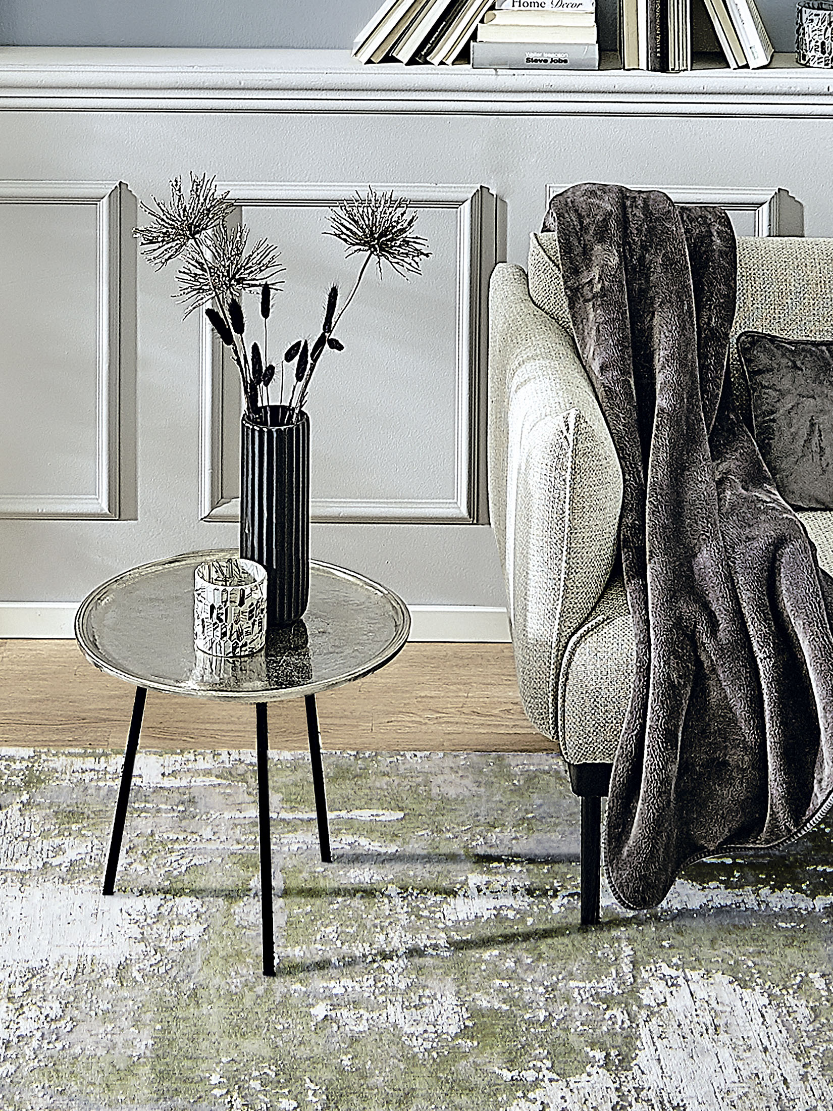 Raw Silver Finish Tisch, Silber