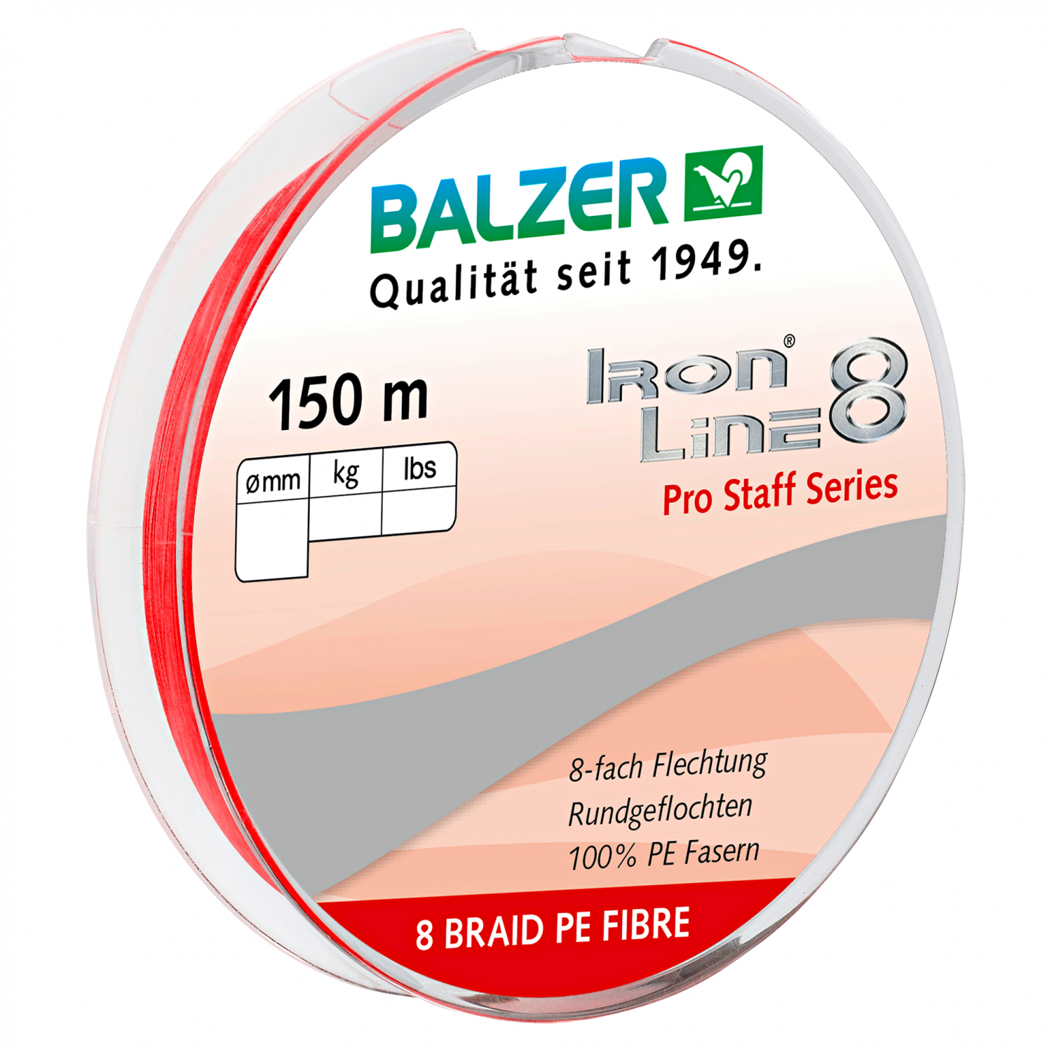Balzer Angelschnur Iron Line 8 Pro Staff (rot, 150 m)