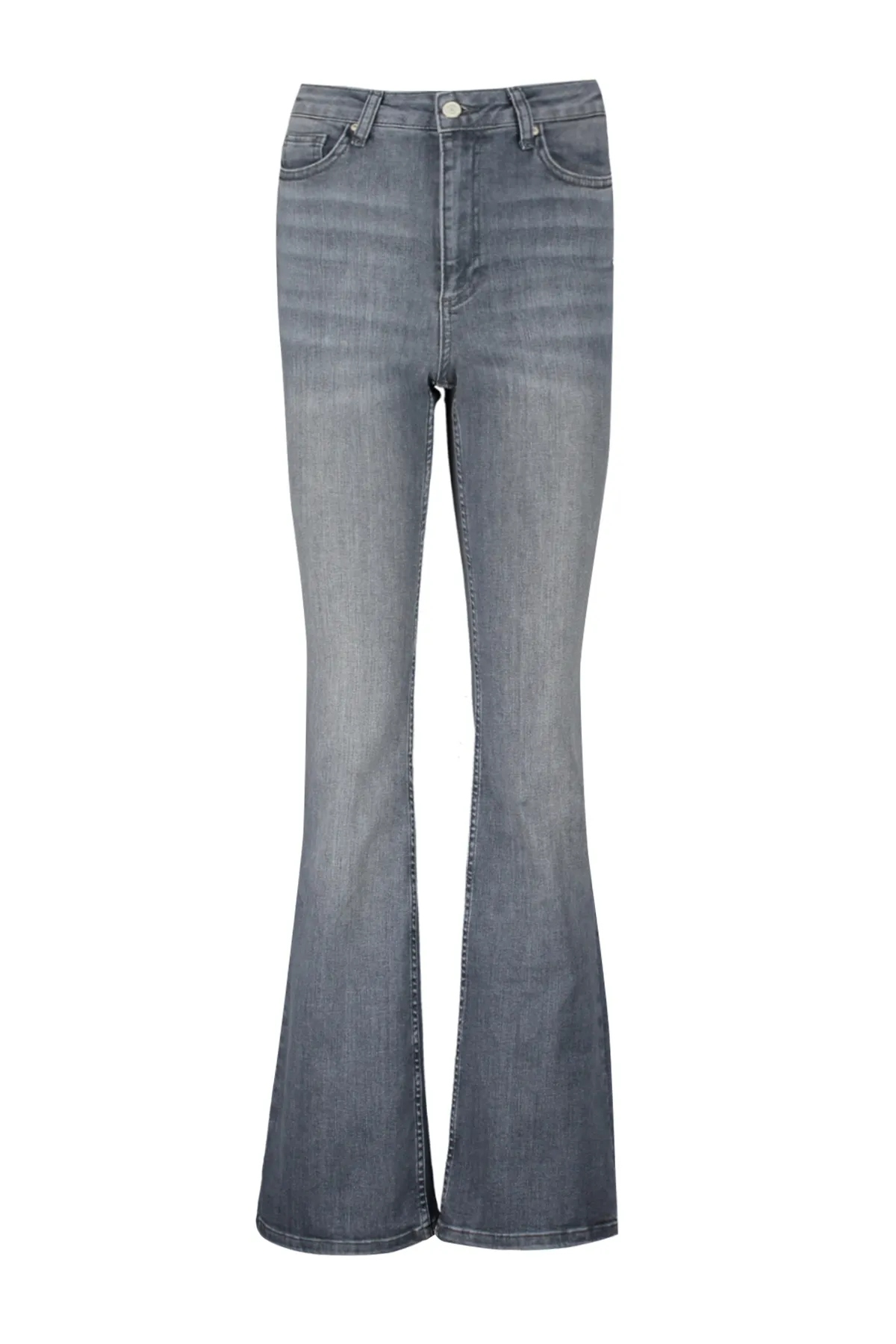 Trendyol Collection  Graue Schlagjeans mit hoher Taille TWOAW24JE00143