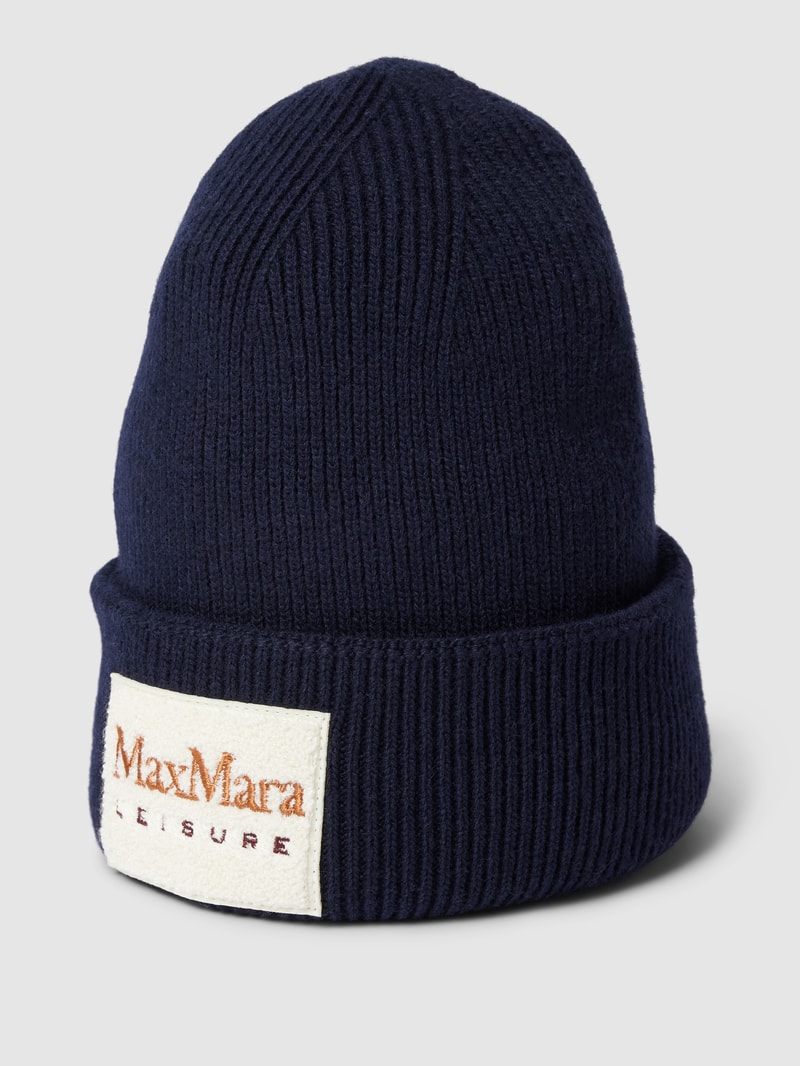Beanie mit Label-Patch Modell 'GIUNTO' in marineblau