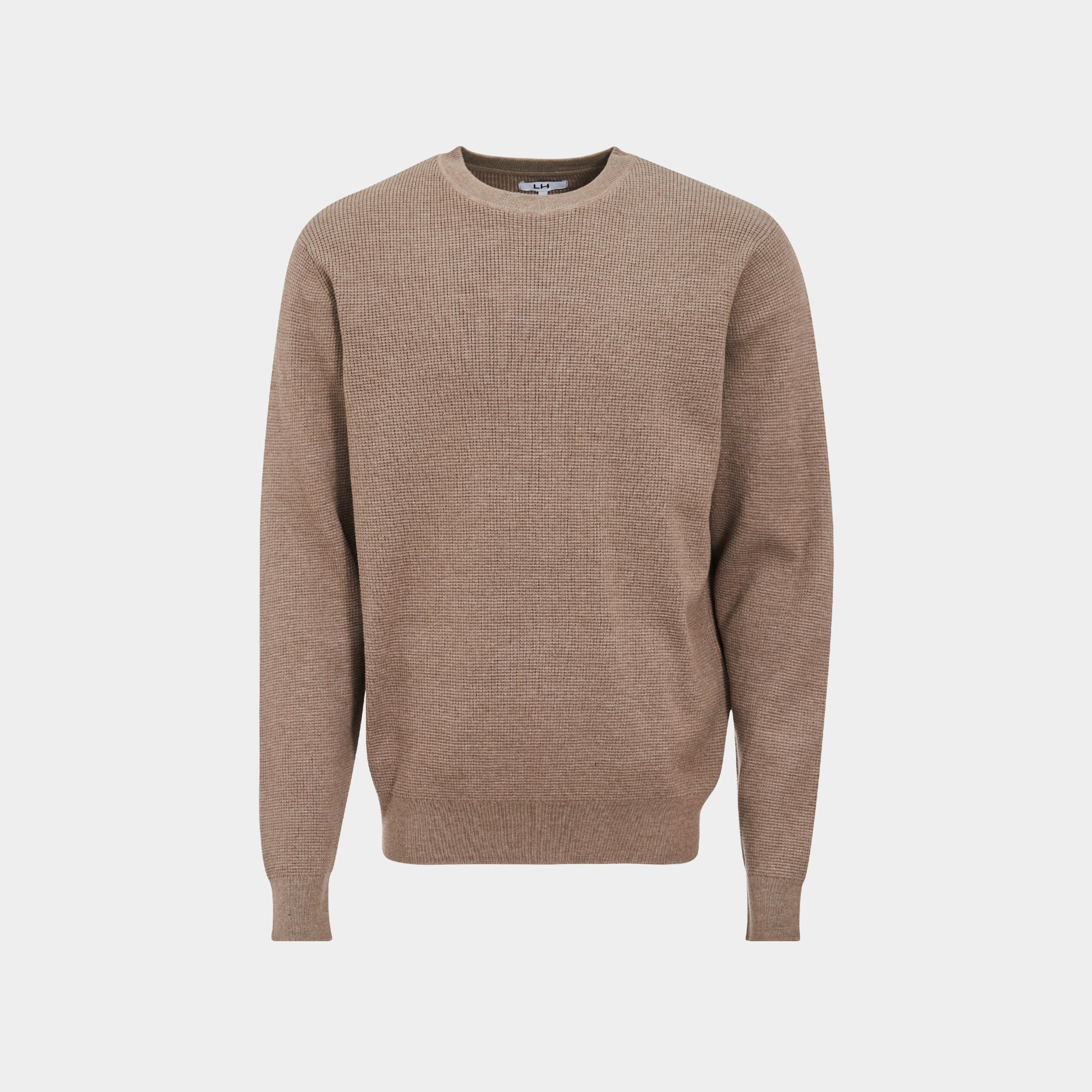 Pull avec col rond à relief gris homme | La Halle
