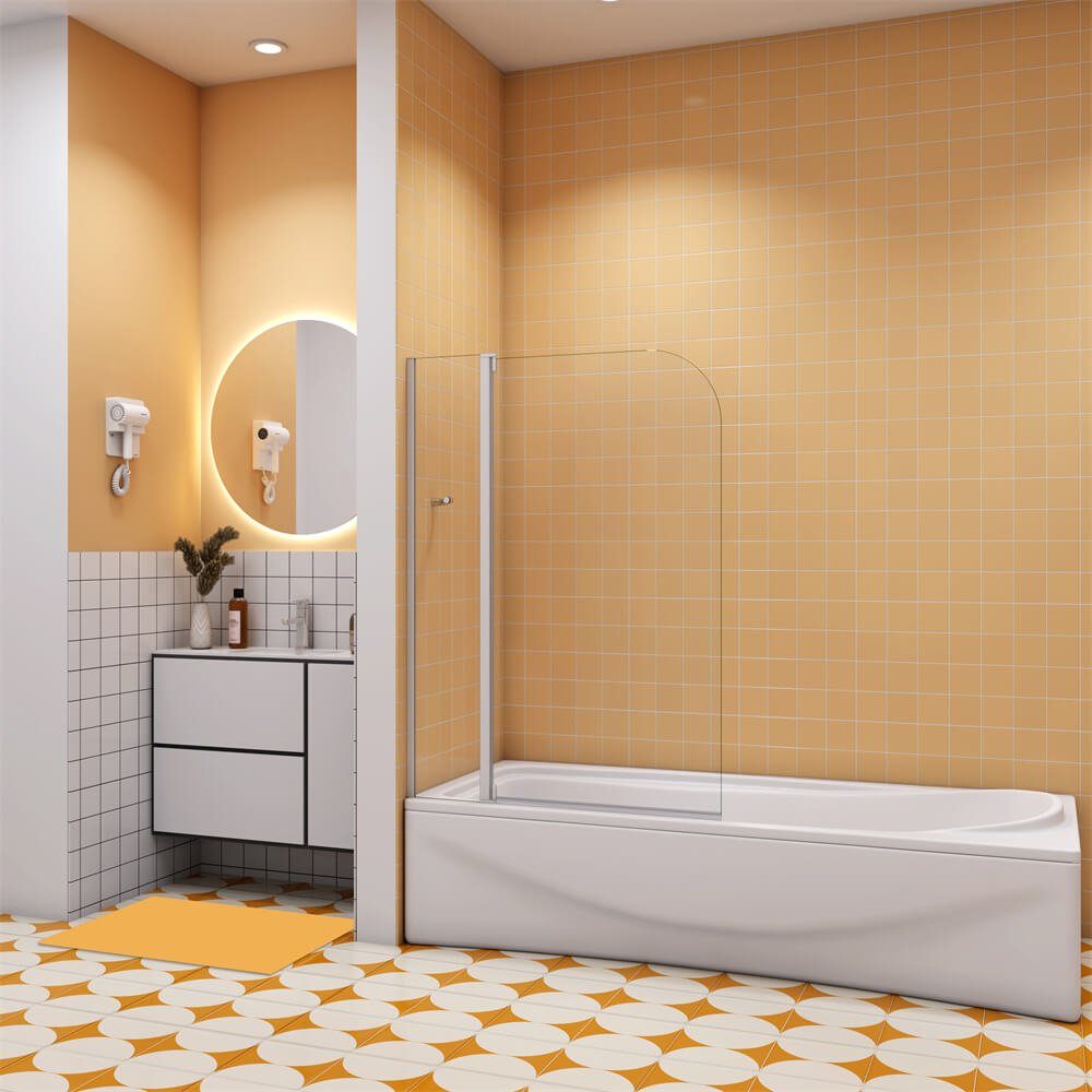 duschspa Badewannenaufsatz 100x140cm Badewannenaufsatz Drehwand Glaswand Duschwand Dusche Glas, Einscheibensicherheitsglas, Sicherheitsglas, (Set), Breite 100cm, Glas