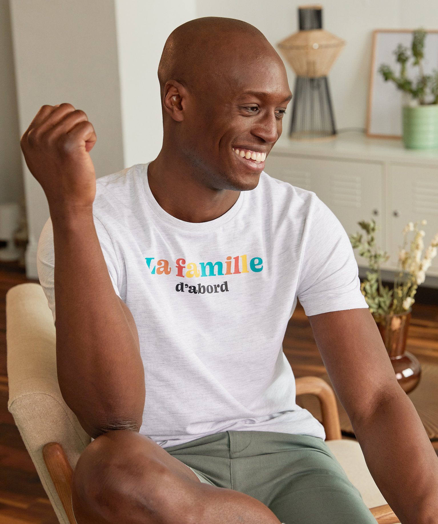 Tee-shirt homme à manches courtes message famille gris | GEMO