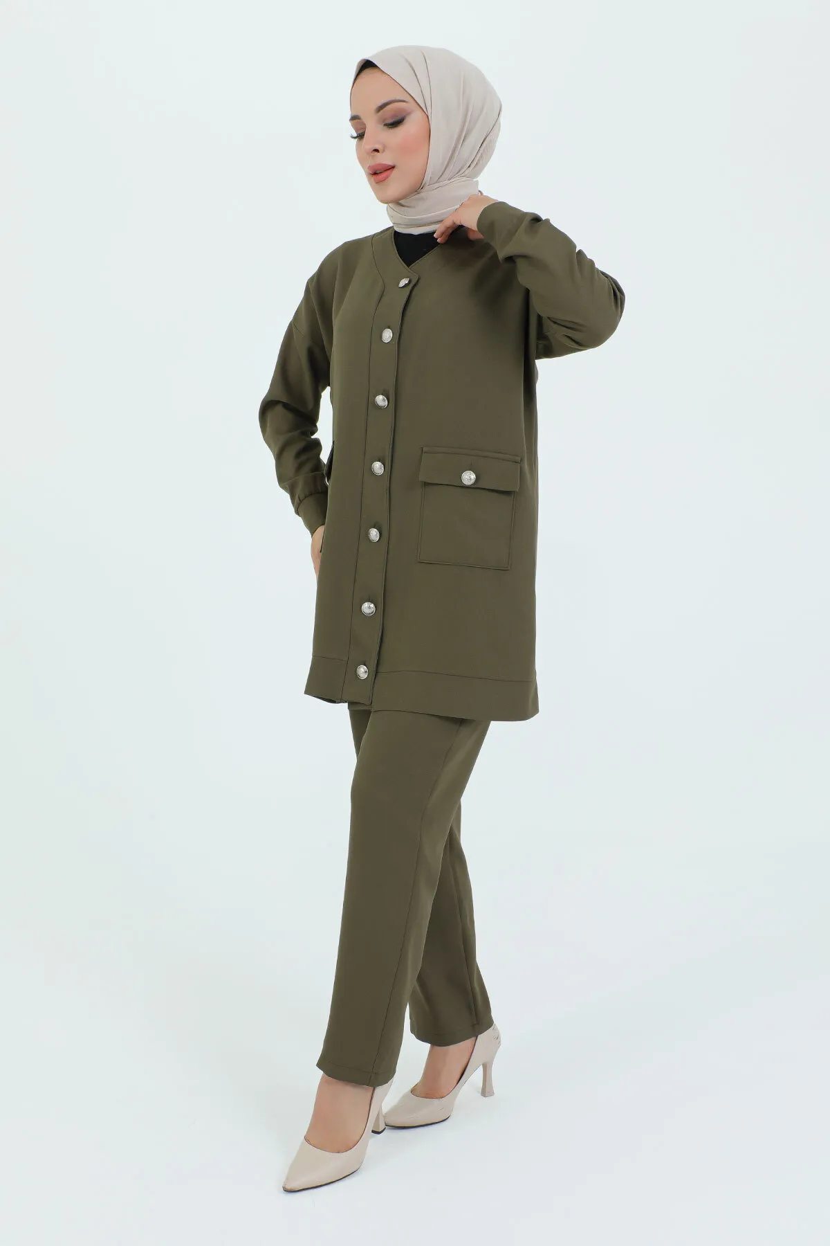 Tesettür Dünyası  Zweiteiler - Khaki - Regular Fit