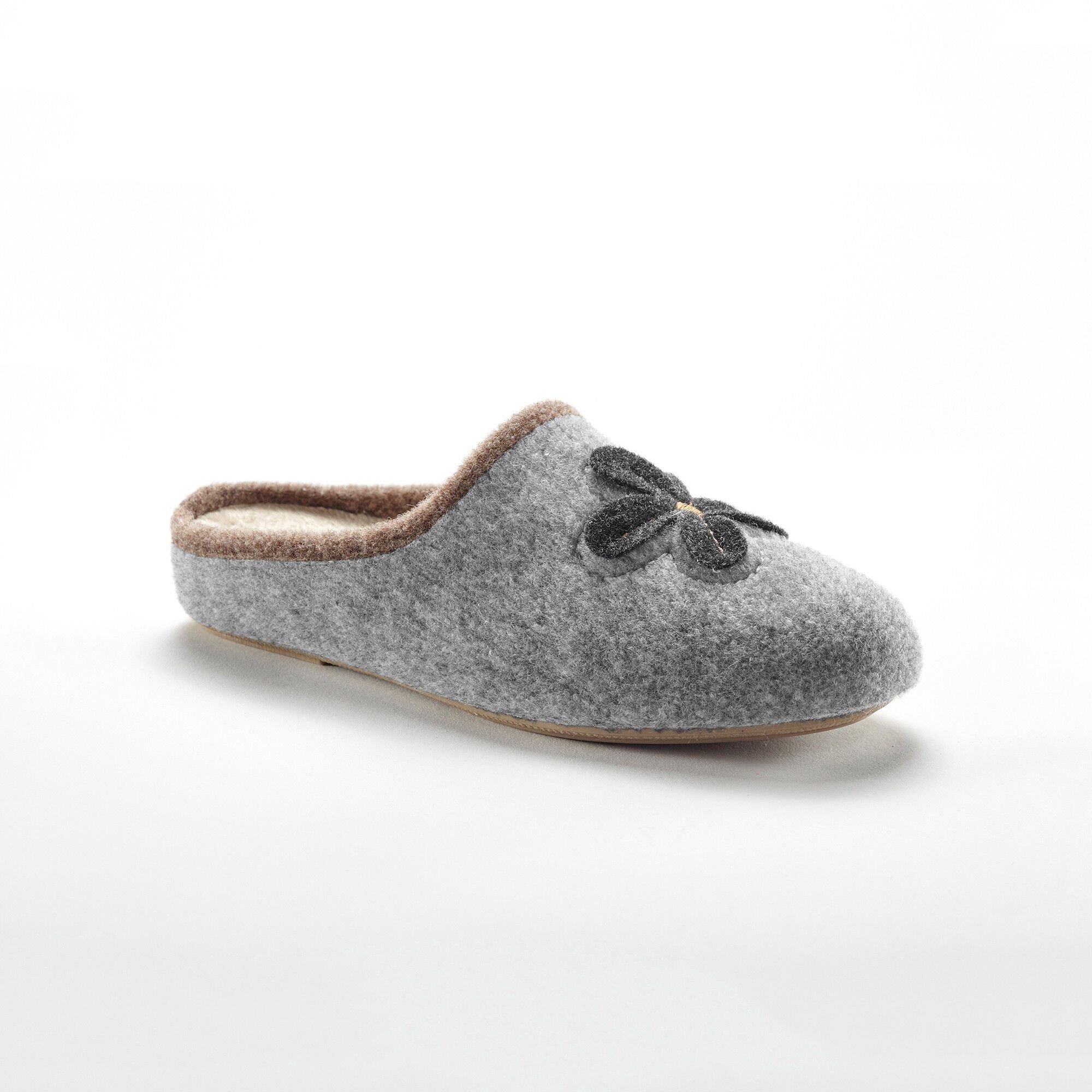 Chaussons mules fleur appliquée